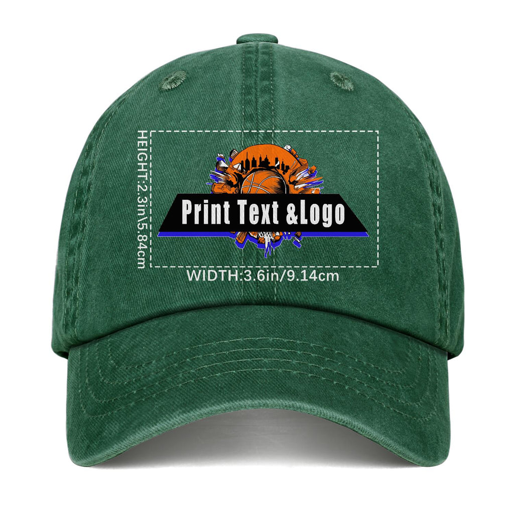 Customized Green Logo Washed Cowboy Ponytail Cap Metal Snapback Men's and Women's Breathable Baseball Caps enthsush