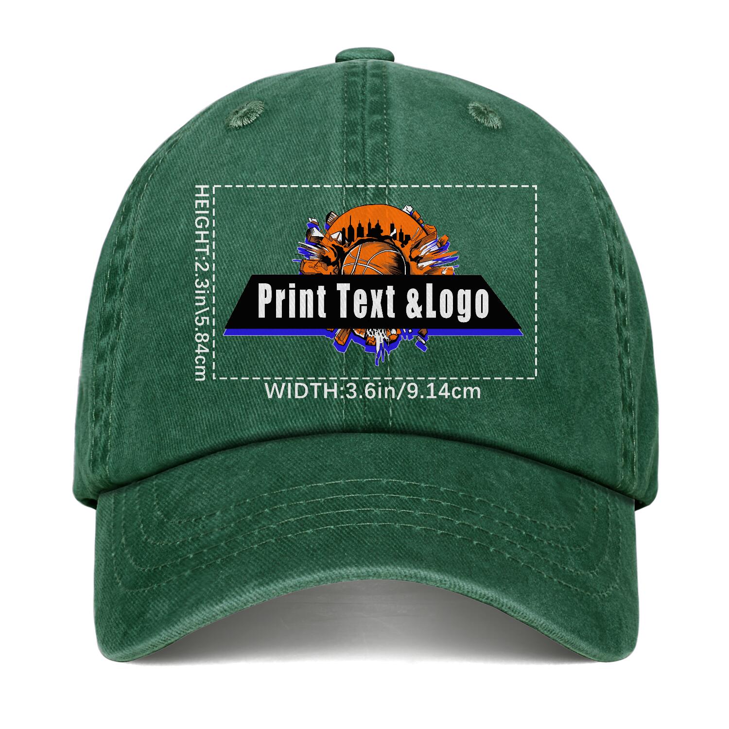 Customized Green Logo Washed Cowboy Ponytail Cap Metal Snapback Men's and Women's Breathable Baseball Caps enthsush