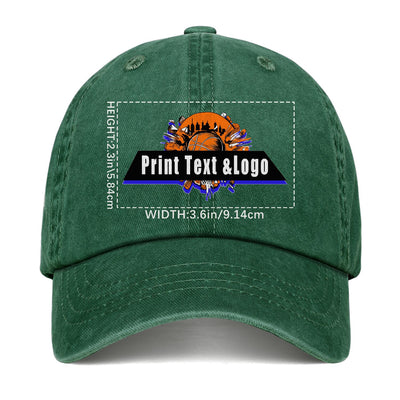 Customized Green Logo Washed Cowboy Ponytail Cap Metal Snapback Men's and Women's Breathable Baseball Caps enthsush