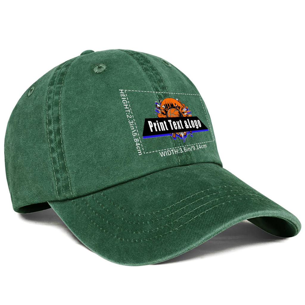 Customized Green Logo Washed Cowboy Ponytail Cap Metal Snapback Men's and Women's Breathable Baseball Caps enthsush