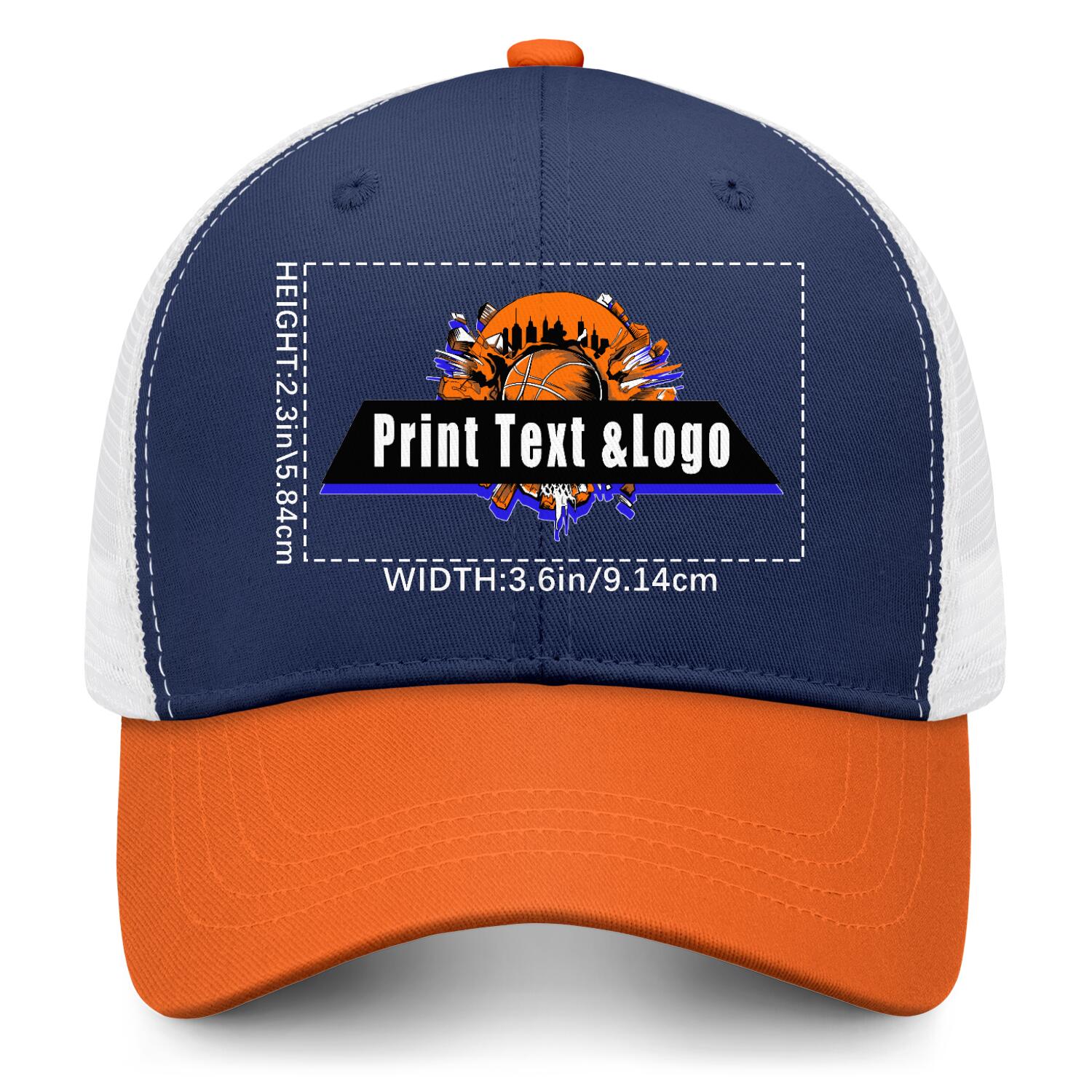 Personalized Navy Blue Orange 5-Panel Duckbill Cap Your Unique Style Your Way enthsush