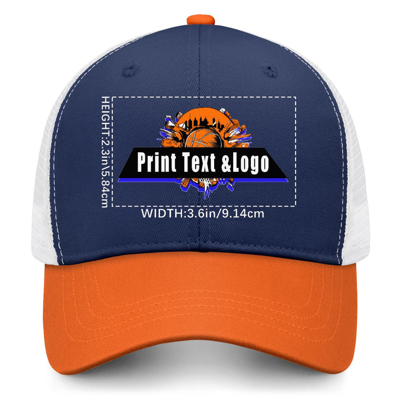 Personalized Navy Blue Orange 5-Panel Duckbill Cap Your Unique Style Your Way