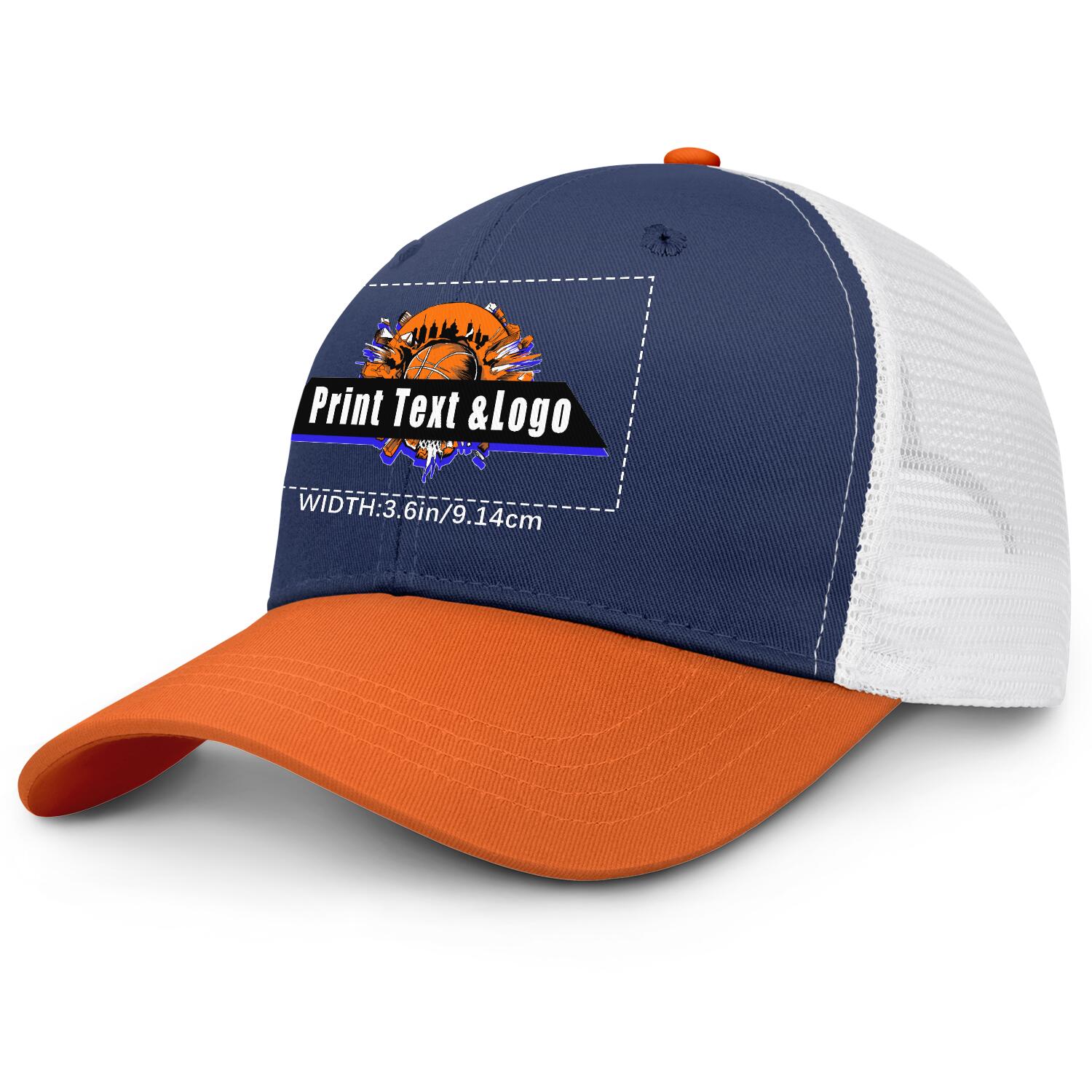 Personalized Navy Blue Orange 5-Panel Duckbill Cap Your Unique Style Your Way enthsush