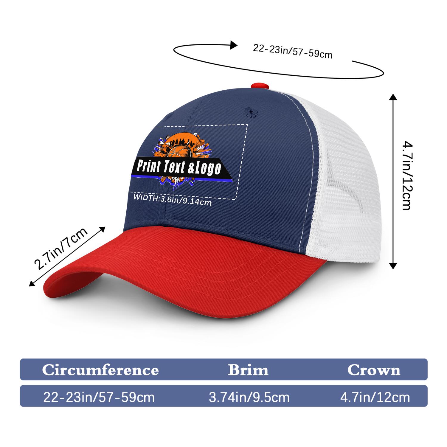 Personalized Navy Blue Red 5-Panel Duckbill Cap Your Unique Style Your Way enthsush