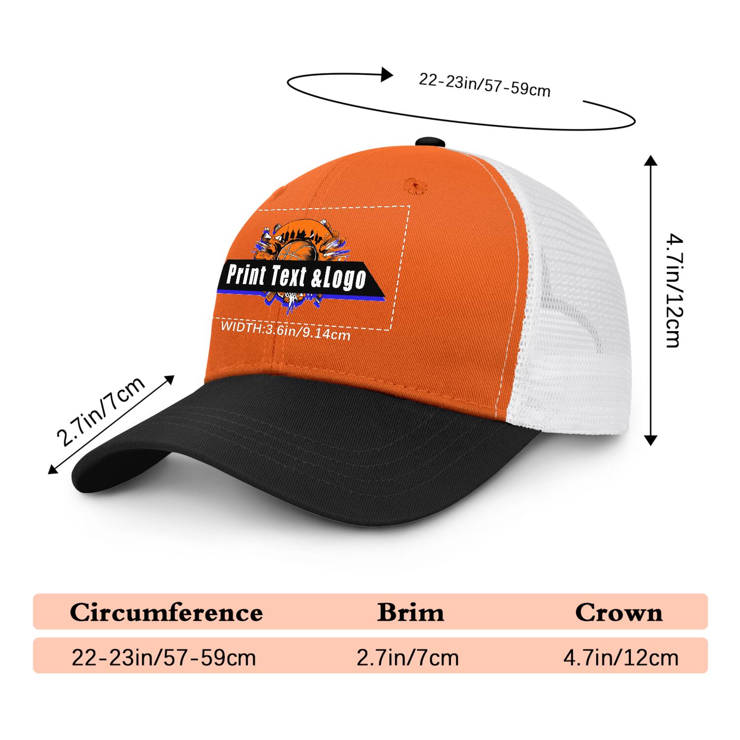 Personalized Orange Black 5-Panel Duckbill Cap Your Unique Style Your Way enthsush