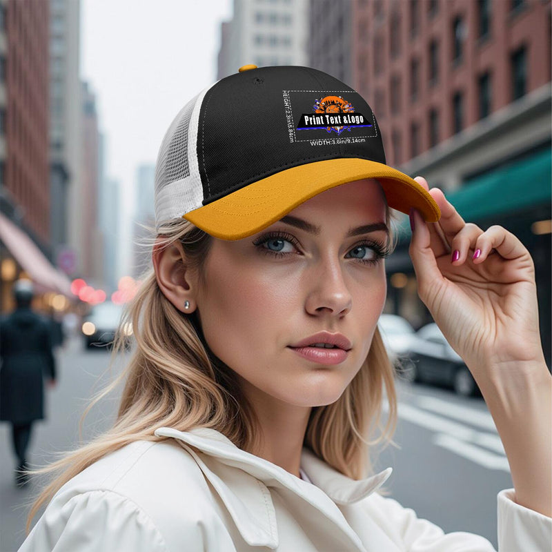 Personalized Black Yellow 5-Panel Duckbill Cap Your Unique Style Your Way