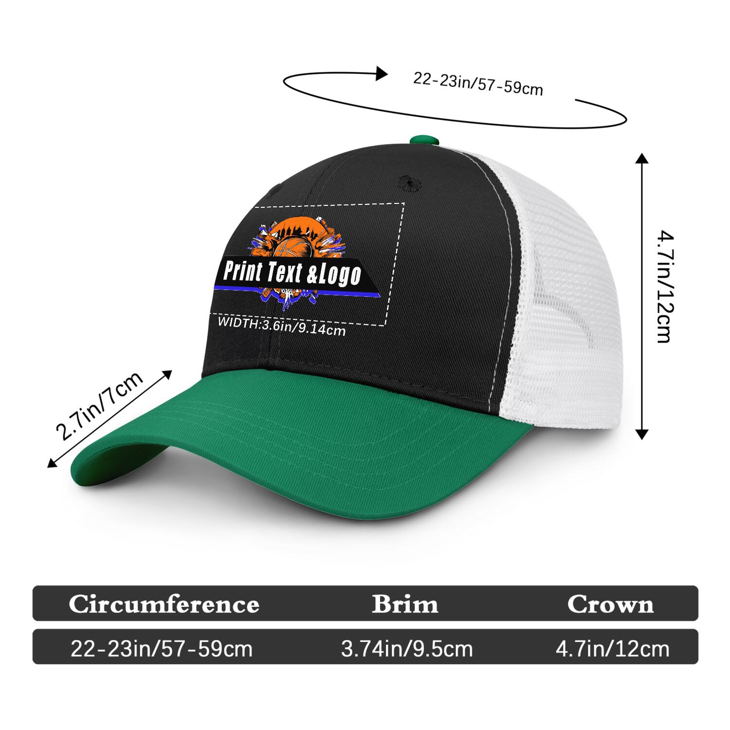 Personalized Black Green 5-Panel Duckbill Cap Your Unique Style Your Way enthsush