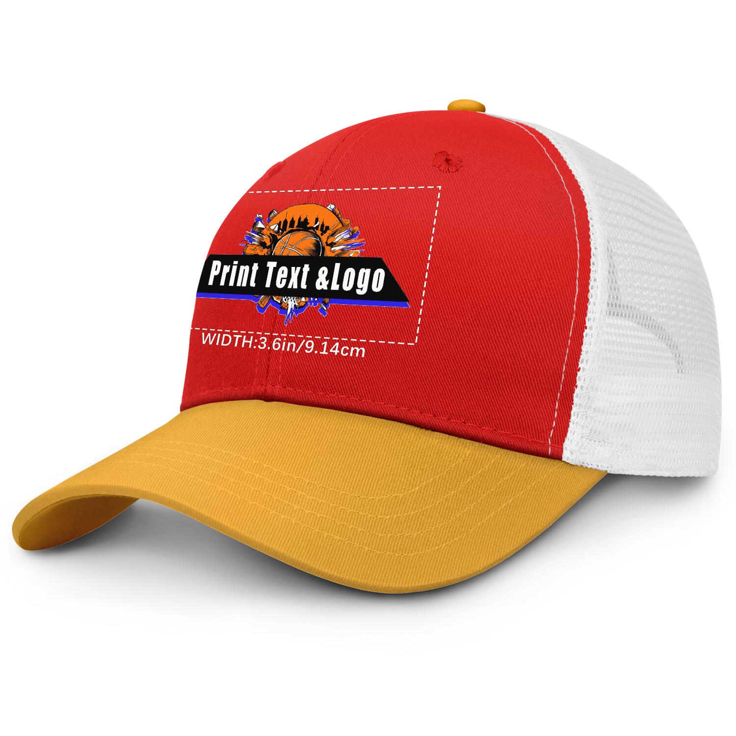 Personalized Red Yellow 5-Panel Duckbill Cap Your Unique Style Your Way enthsush