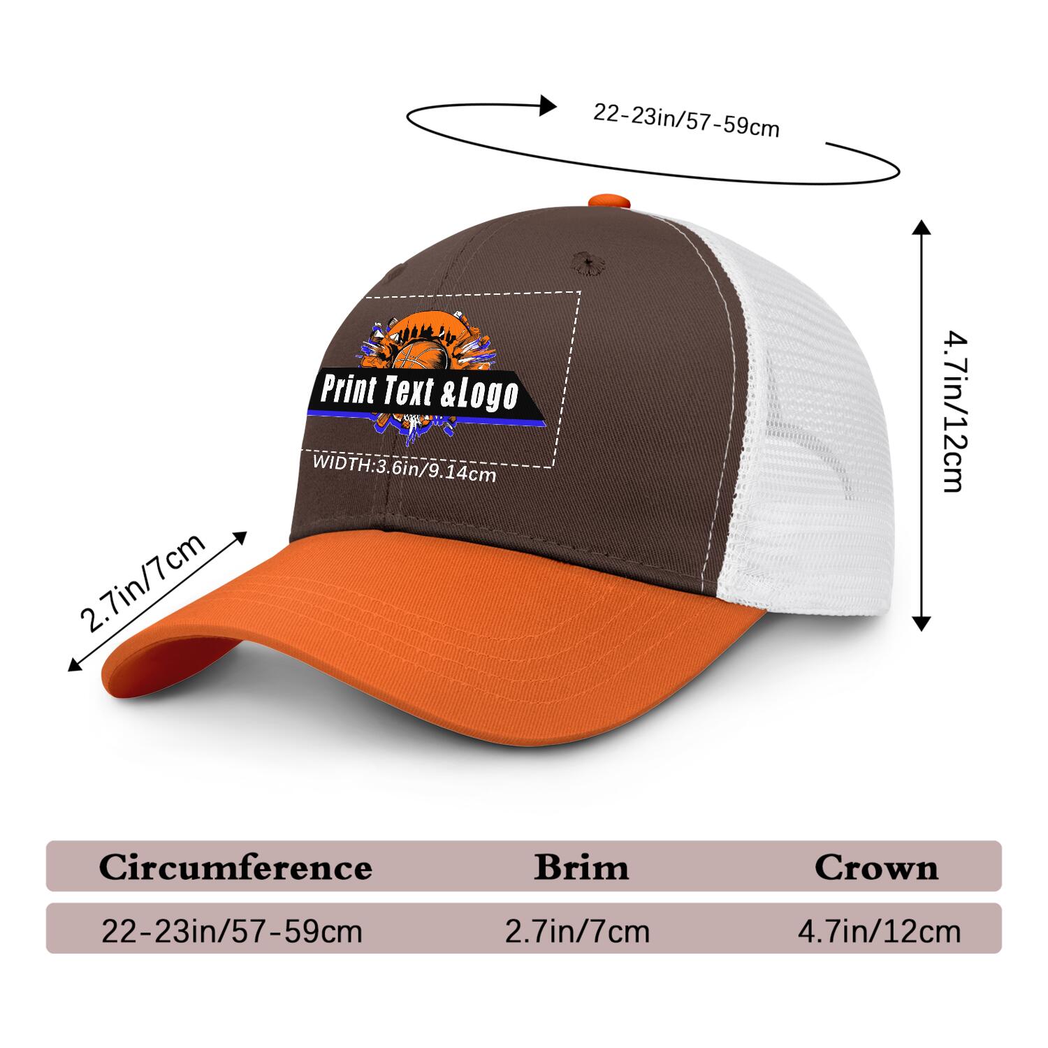 Personalized Brown Orange 5-Panel Duckbill Cap Your Unique Style Your Way enthsush