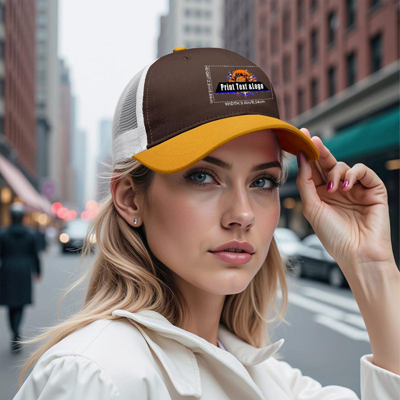 Personalized Brown Yellow 5-Panel Duckbill Cap Your Unique Style Your Way