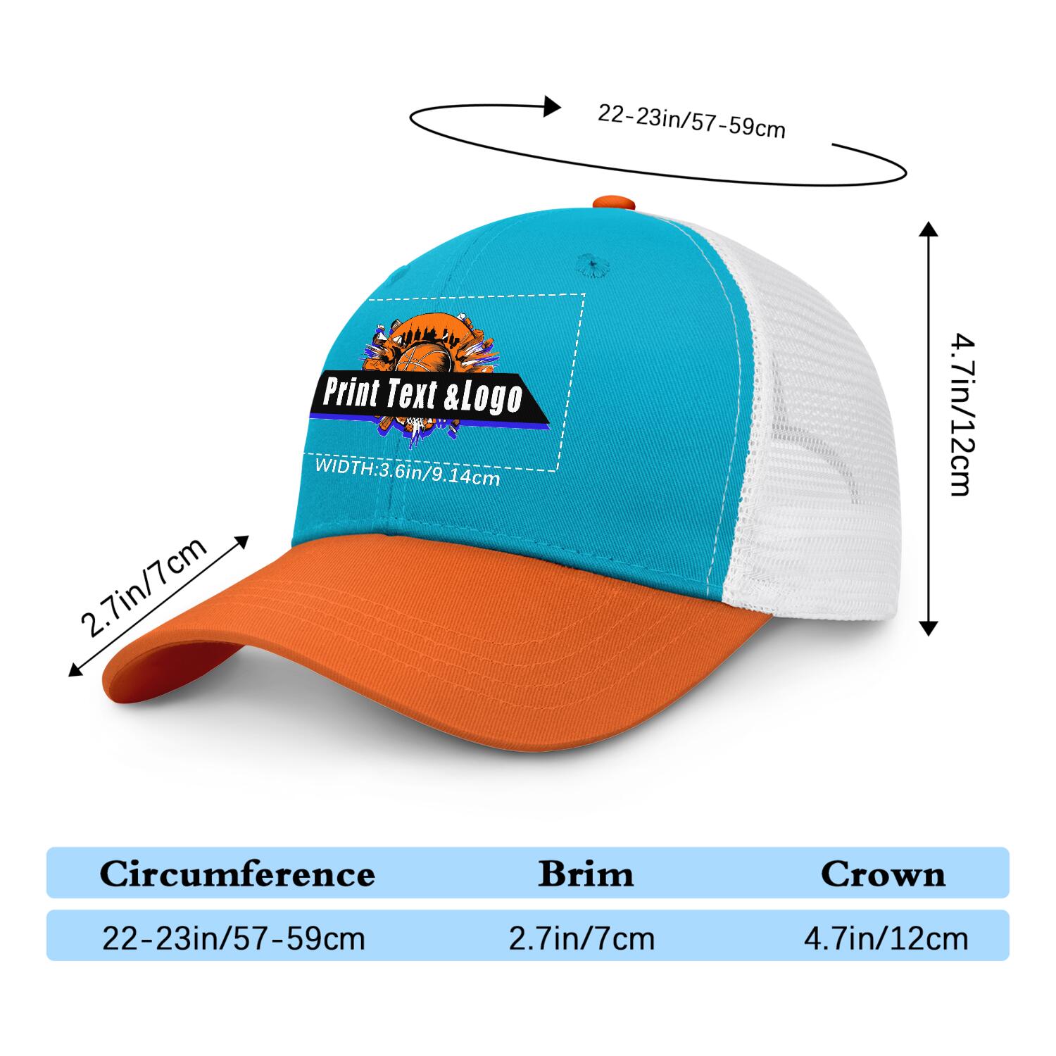 Personalized Aquamarine Orange 5-Panel Duckbill Cap Your Unique Style Your Way enthsush