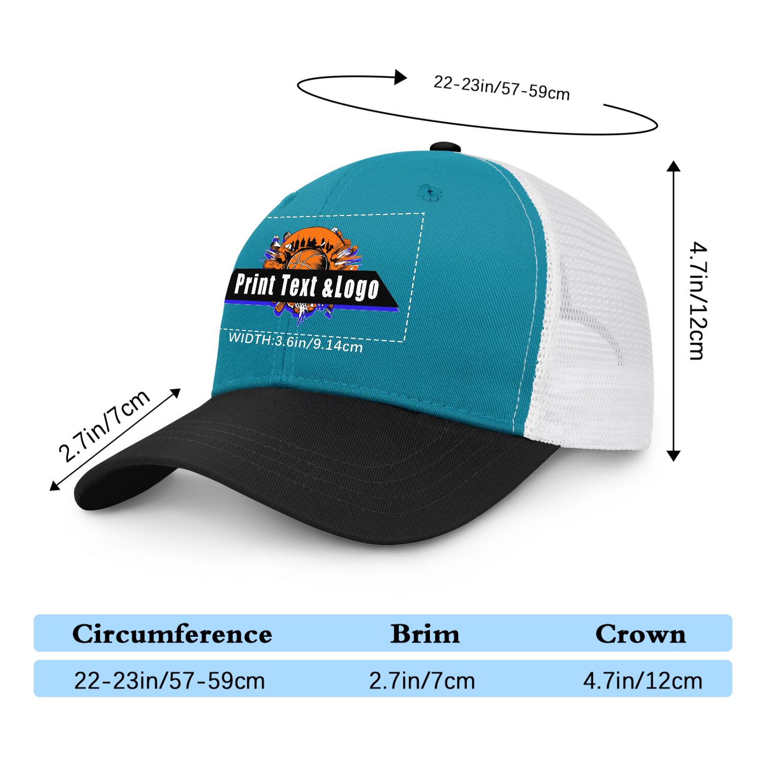 Personalized Aquamarine Black 5-Panel Duckbill Cap Your Unique Style Your Way enthsush