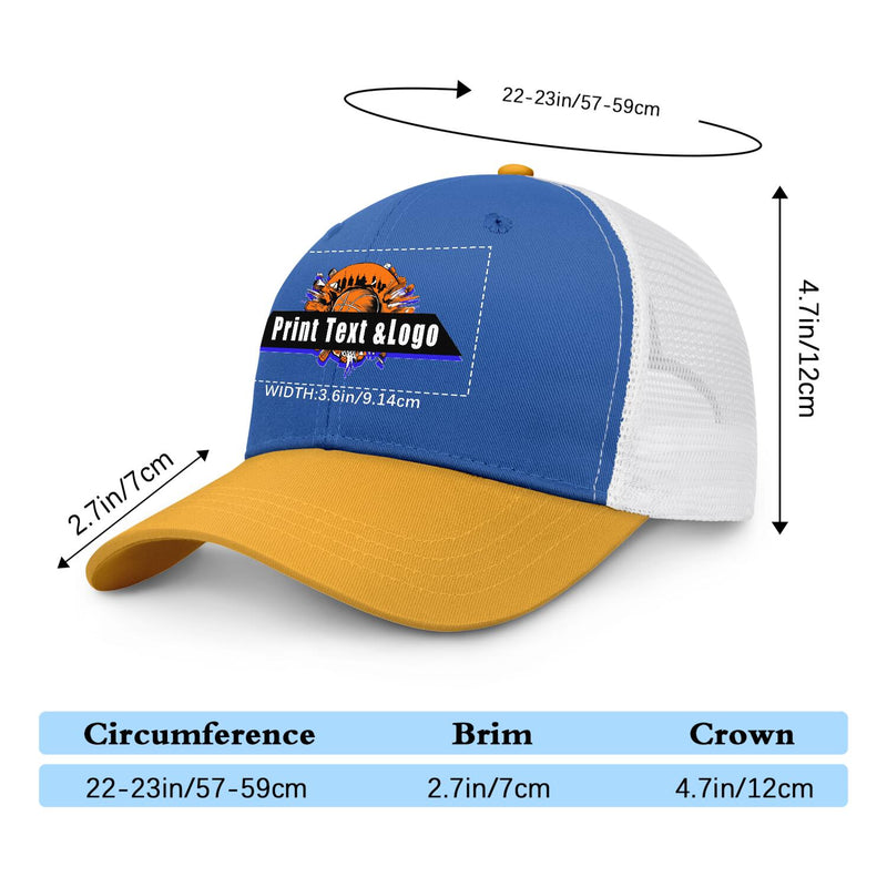 Personalized Blue Yellow 5-Panel Duckbill Cap Your Unique Style Your Way