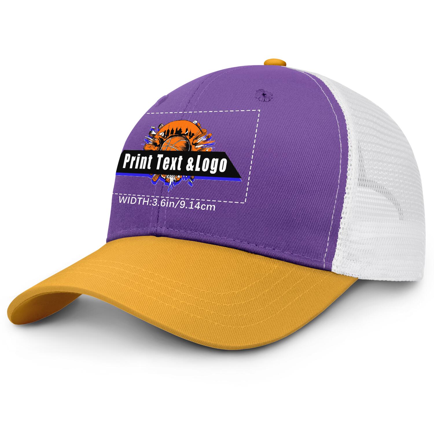 Personalized Purple Yellow 5-Panel Duckbill Cap Your Unique Style Your Way enthsush