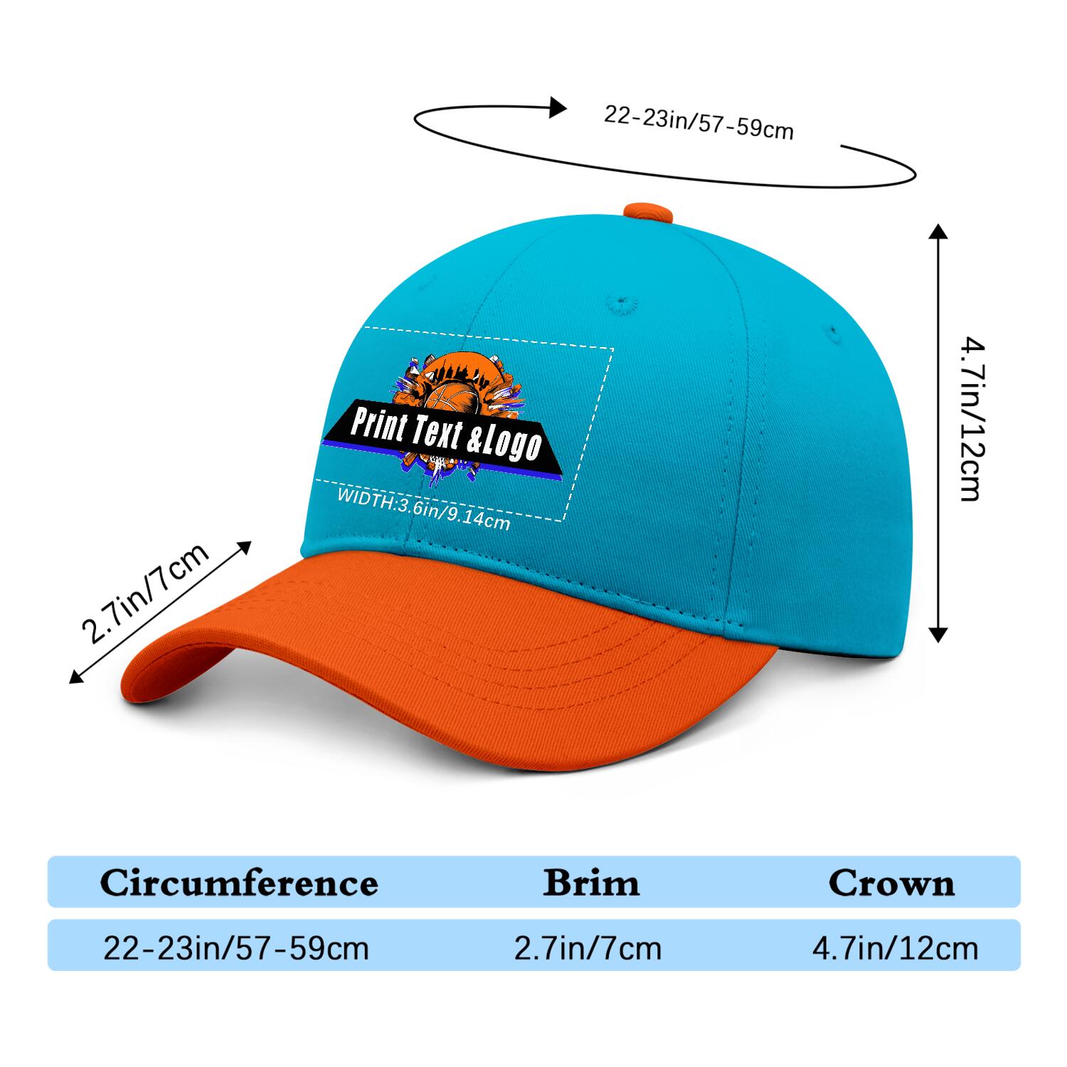 Personalized Aquamarine Orange 5-Panel Duckbill Cap Your Unique Style Your Way enthsush