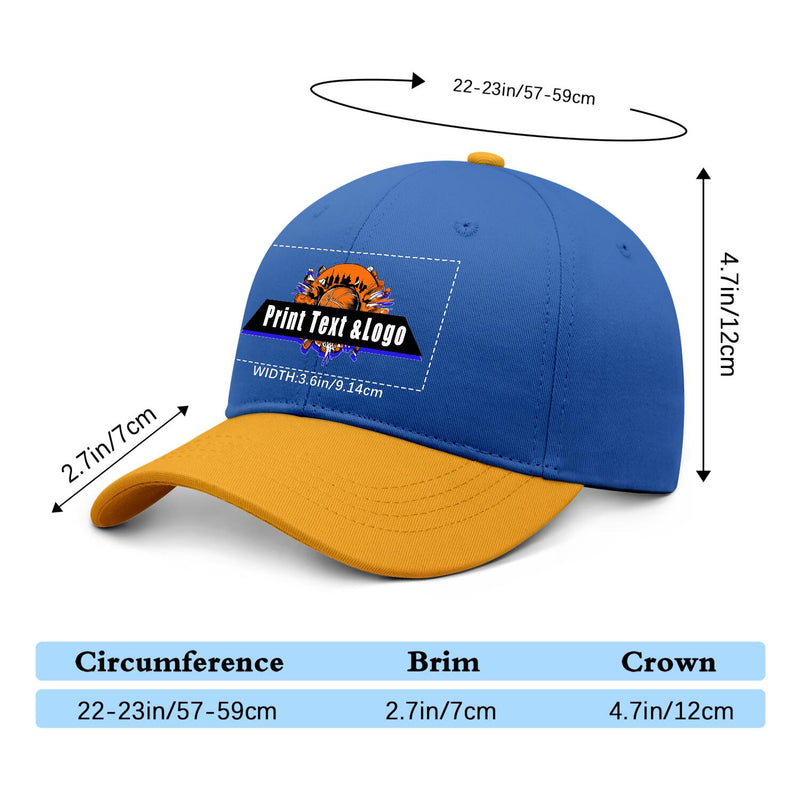Personalized Blue Yellow 5-Panel Duckbill Cap Your Unique Style Your Way