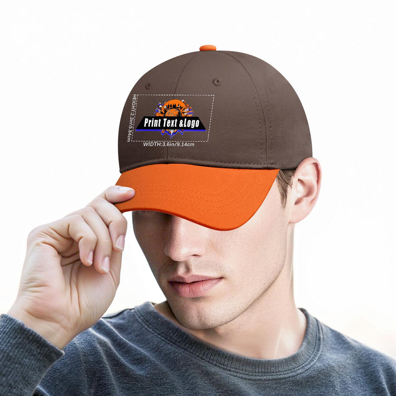 Personalized Brown Orange 5-Panel Duckbill Cap Your Unique Style Your Way