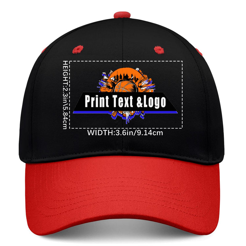 Personalized Black Red 5-Panel Duckbill Cap Your Unique Style Your Way