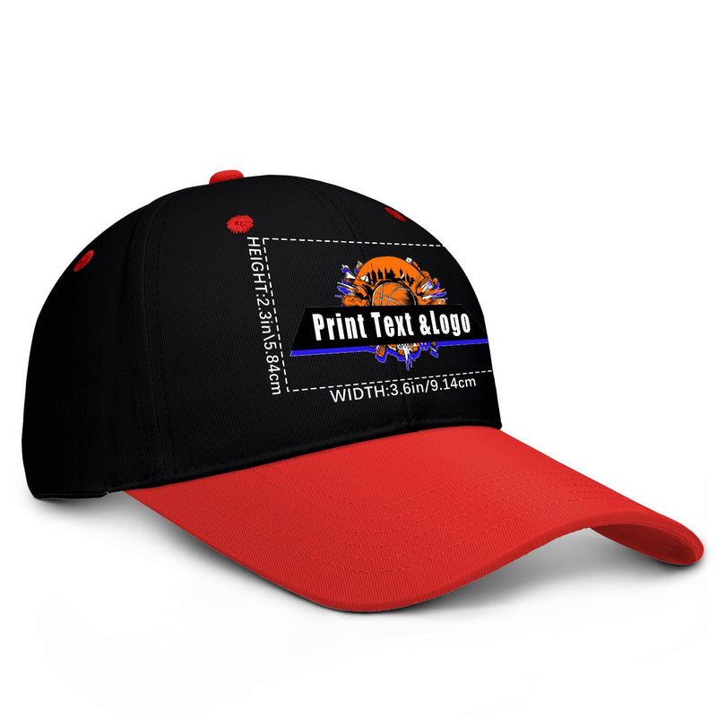 Personalized Black Red 5-Panel Duckbill Cap Your Unique Style Your Way