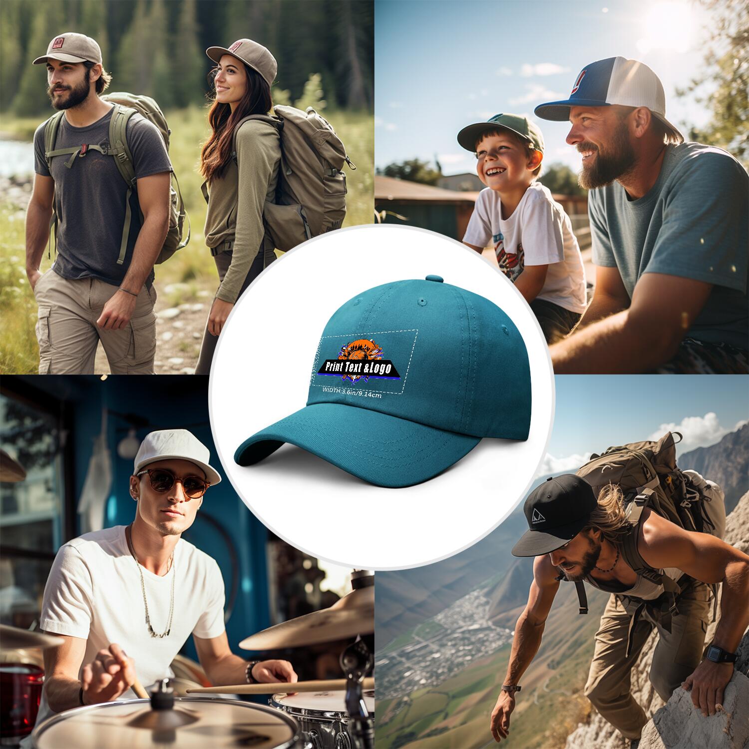 Personalized Blue Green 5-Panel Duckbill Cap Your Unique Style Your Way enthsush