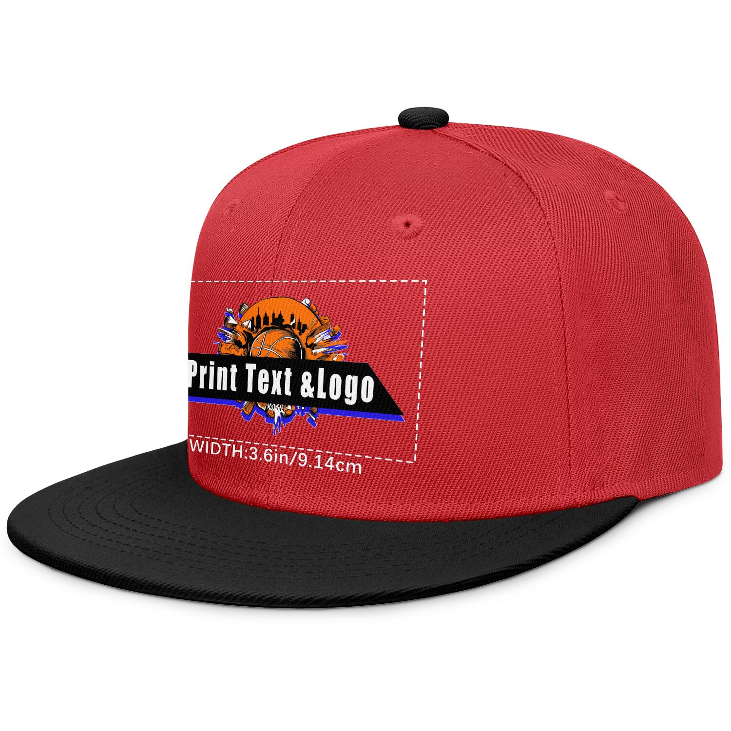 Custom Red Contrast Flat Brim Cap Personalize Your Style enthsush
