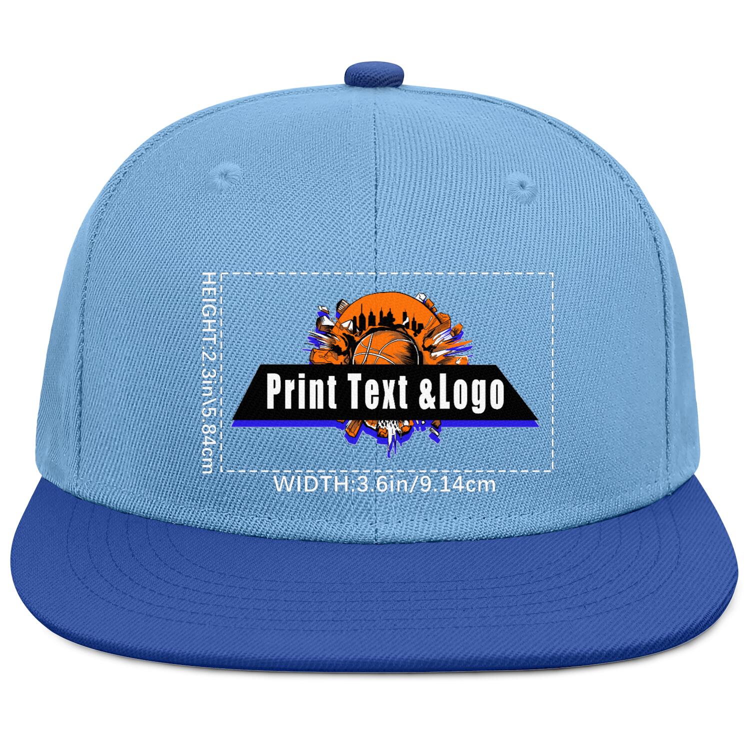 Custom Iceberg Blue Contrast Flat Brim Cap Personalize Your Style enthsush