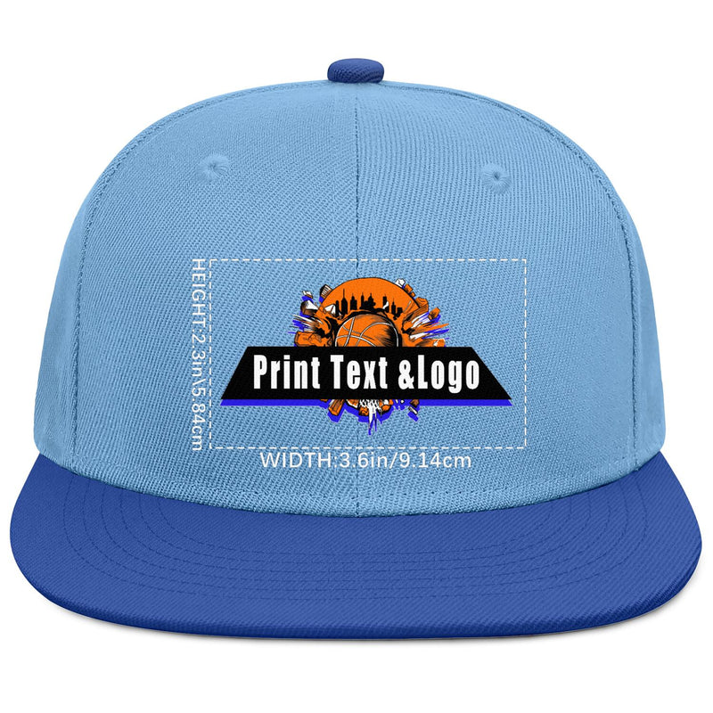 Custom Iceberg Blue Contrast Flat Brim Cap Personalize Your Style enthsush