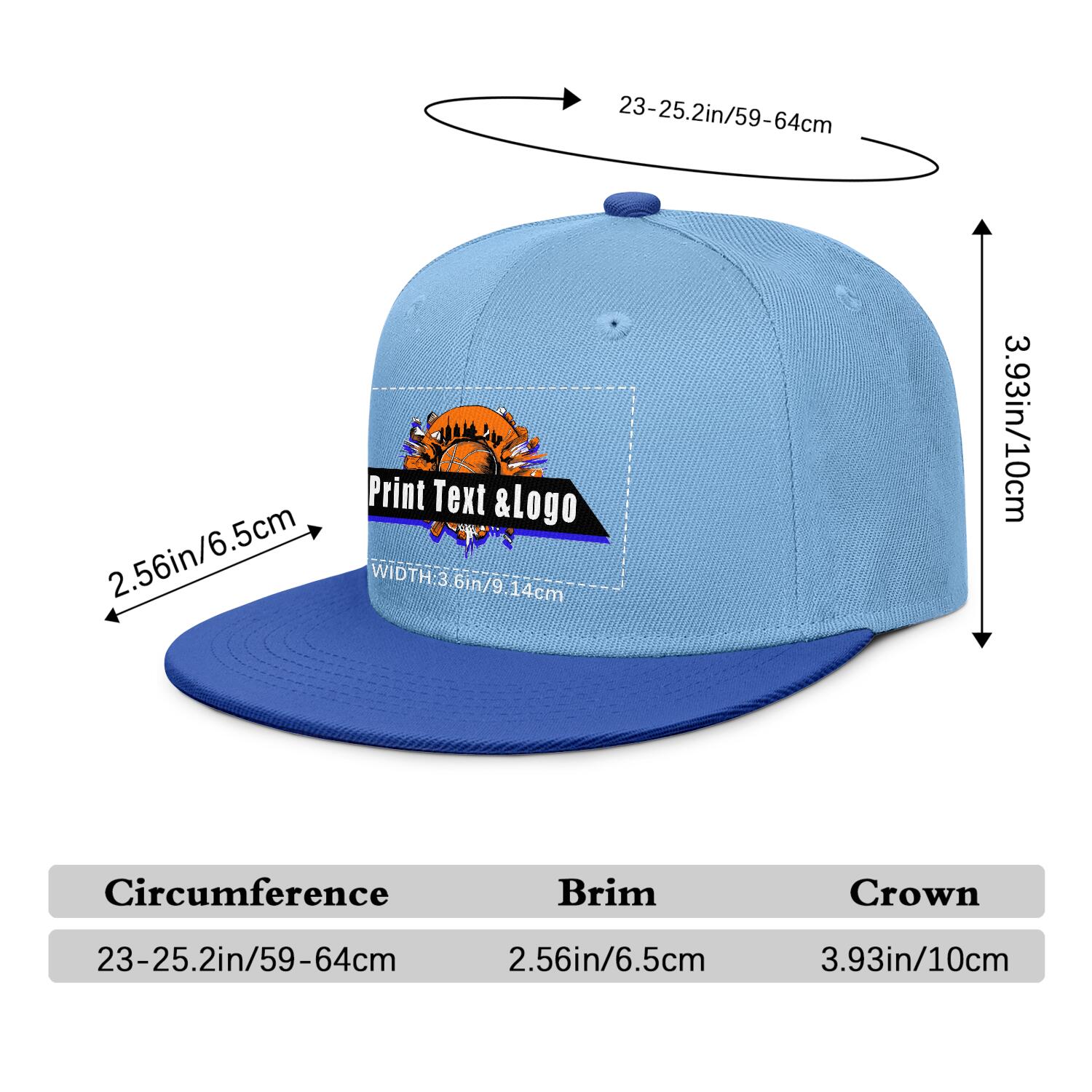 Custom Iceberg Blue Contrast Flat Brim Cap Personalize Your Style enthsush