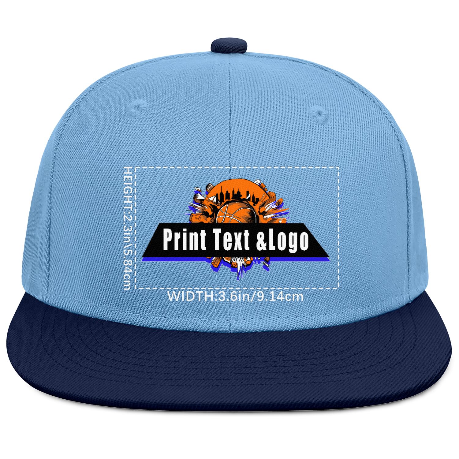 Custom Iceberg Blue Contrast Flat Brim Cap Personalize Your Style enthsush
