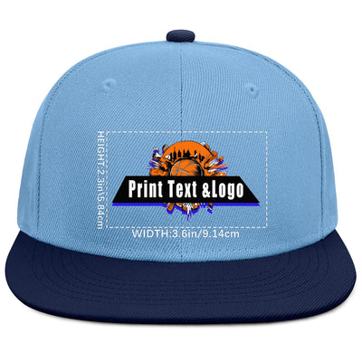 Custom Iceberg Blue Contrast Flat Brim Cap Personalize Your Style enthsush
