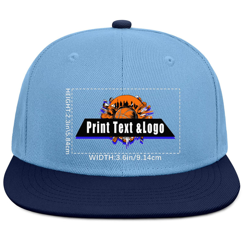 Custom Iceberg Blue Contrast Flat Brim Cap Personalize Your Style enthsush