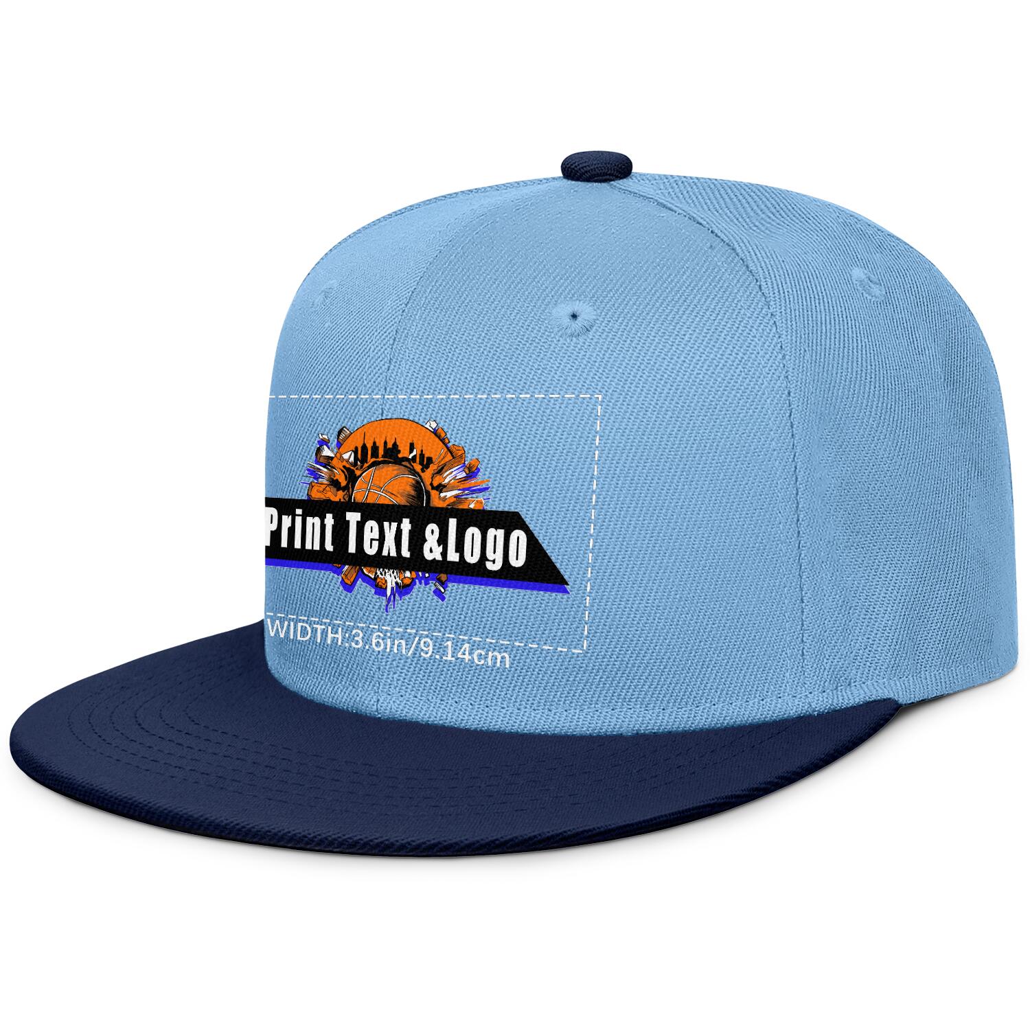 Custom Iceberg Blue Contrast Flat Brim Cap Personalize Your Style enthsush