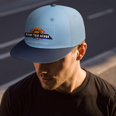 Custom Iceberg Blue Contrast Flat Brim Cap Personalize Your Style enthsush