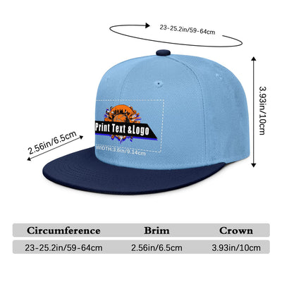 Custom Iceberg Blue Contrast Flat Brim Cap Personalize Your Style enthsush