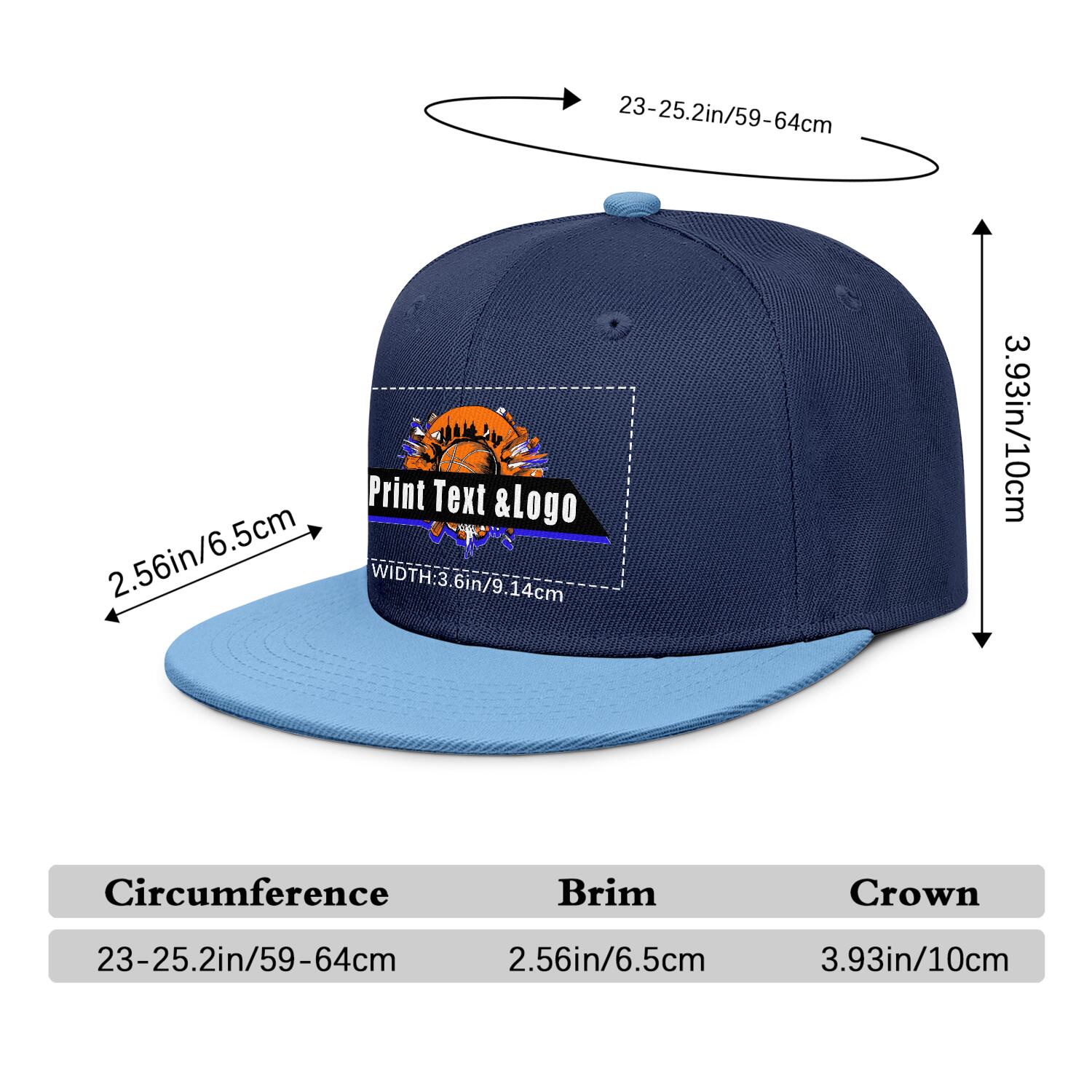 Custom Navy Contrast Flat Brim Cap Personalize Your Style enthsush