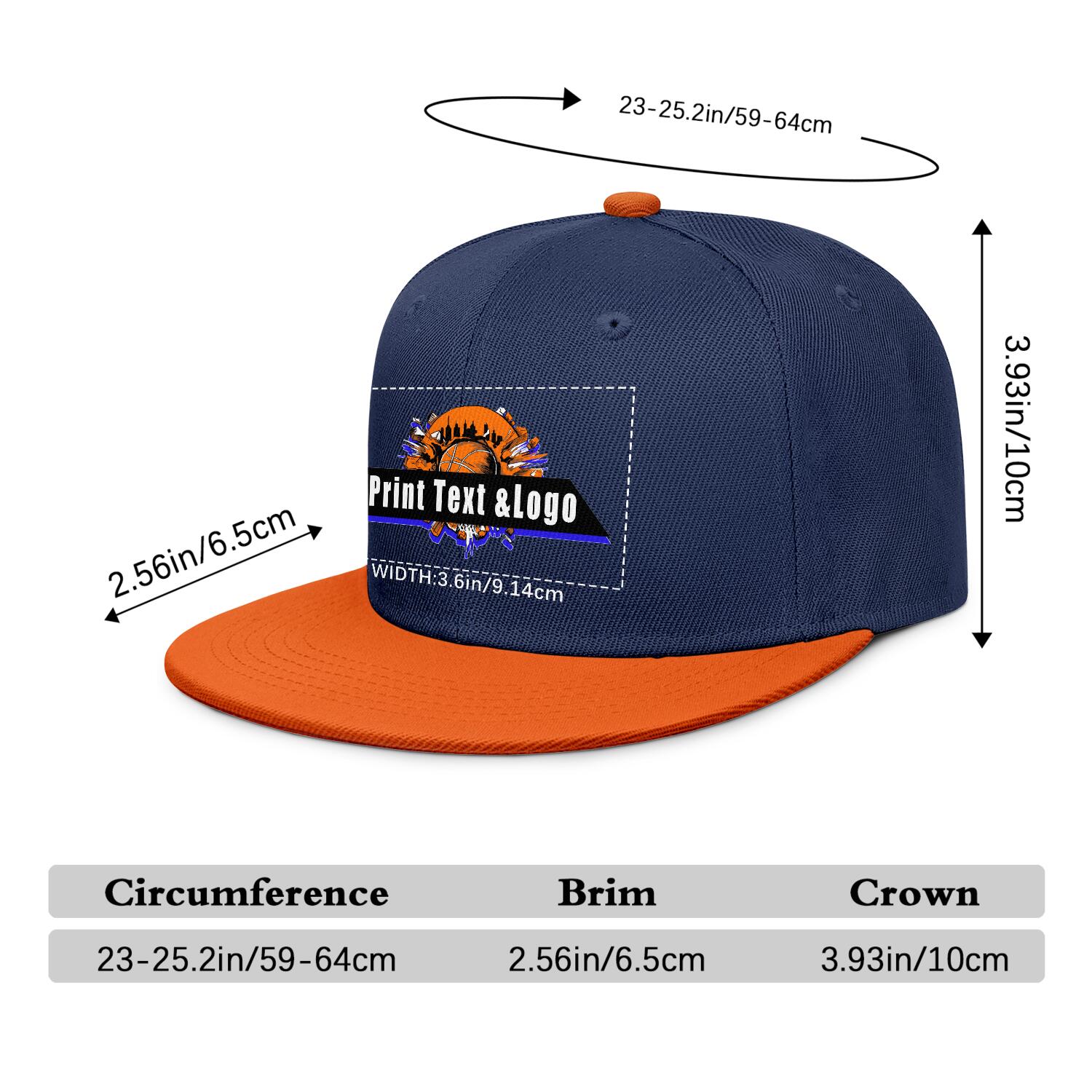 Custom Navy Contrast Flat Brim Cap Personalize Your Style enthsush