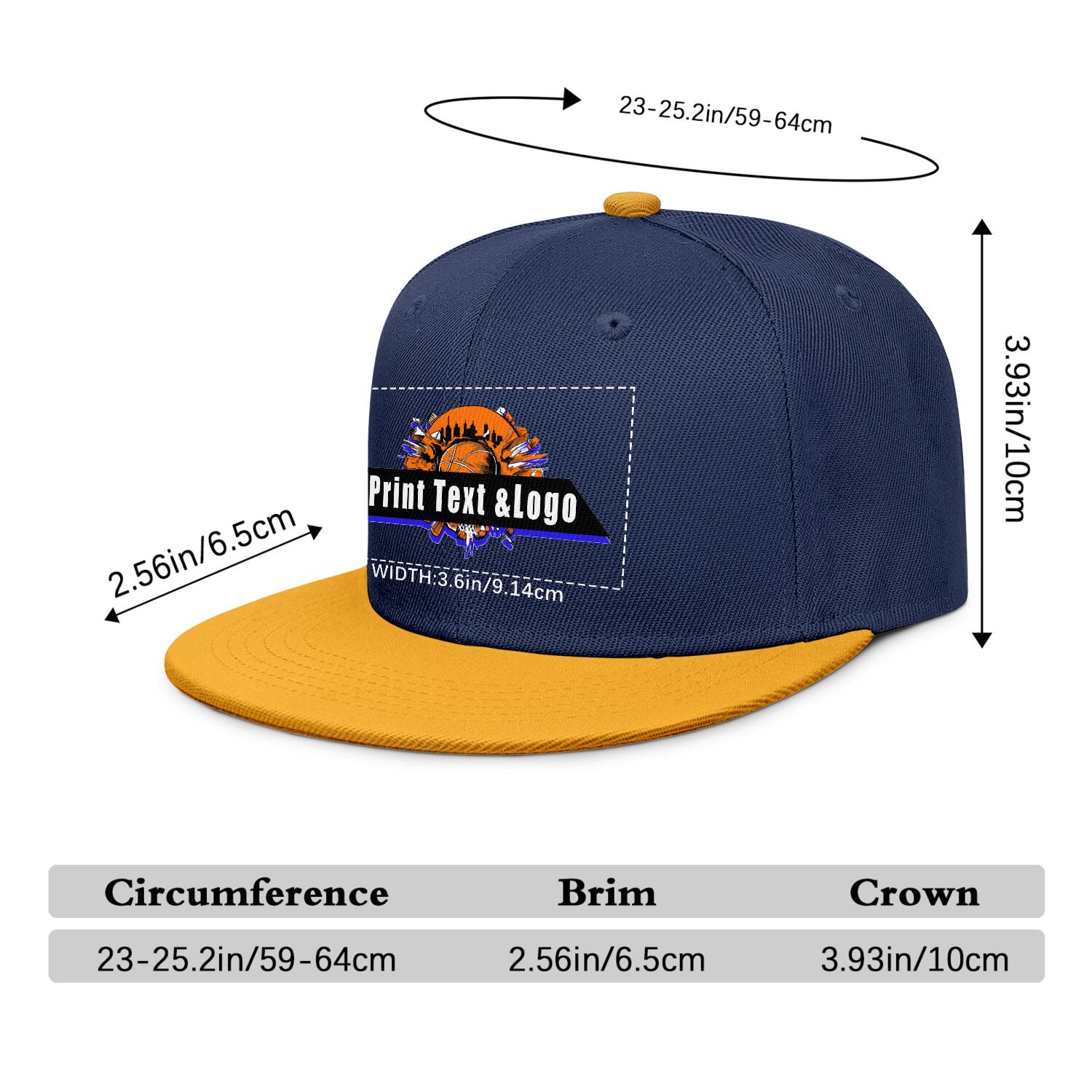 Custom Navy Contrast Flat Brim Cap Personalize Your Style enthsush