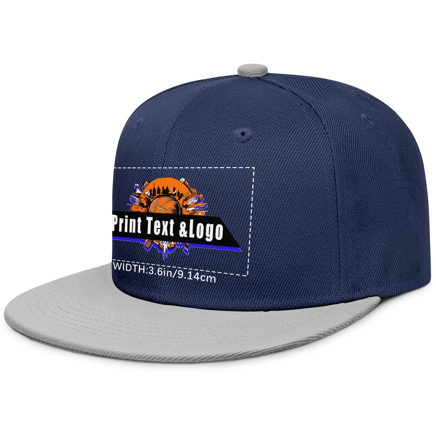 Custom Navy Contrast Flat Brim Cap Personalize Your Style enthsush