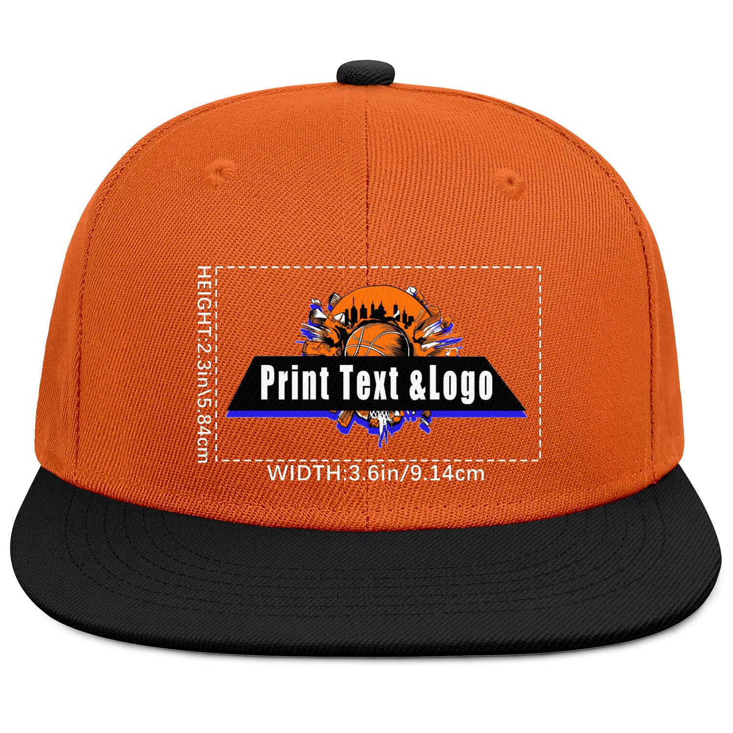 Custom Orange Black Contrast Flat Brim Cap Personalize Your Style enthsush
