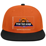 Custom Orange Black Contrast Flat Brim Cap Personalize Your Style enthsush