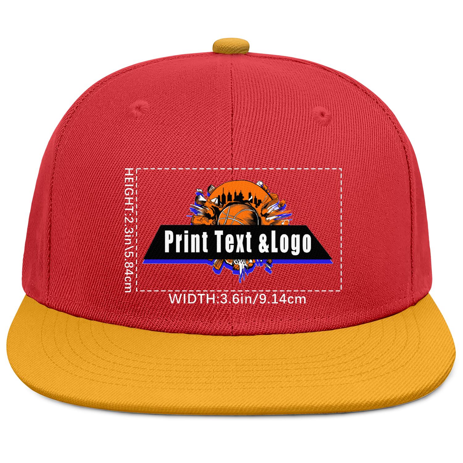 Custom Red Yellow Contrast Flat Brim Cap Personalize Your Style enthsush