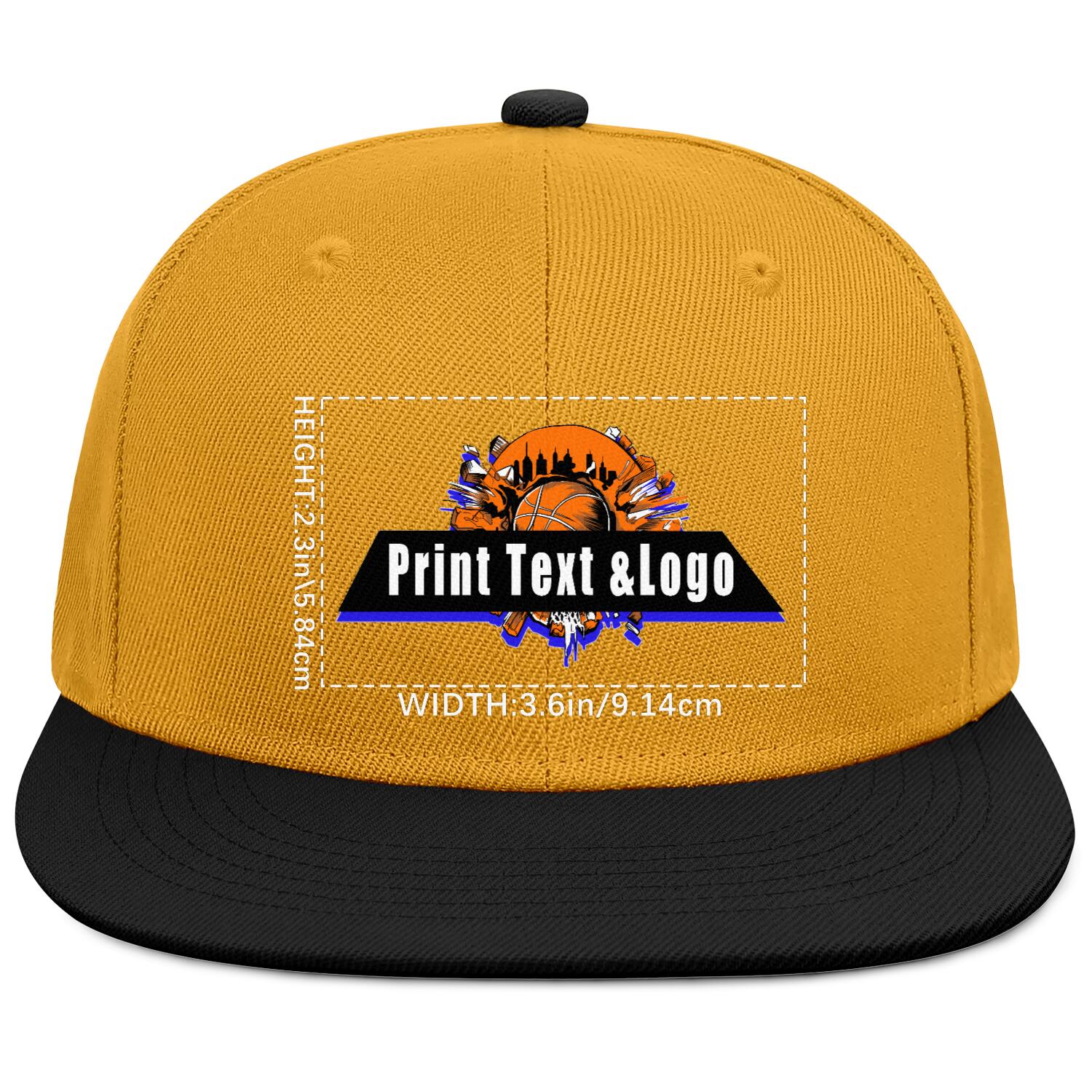 Custom Yellow Black Contrast Flat Brim Cap Personalize Your Style enthsush