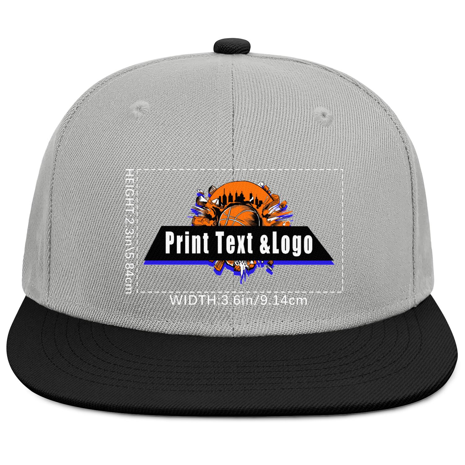 Custom Grey Black Contrast Flat Brim Cap Personalize Your Style enthsush