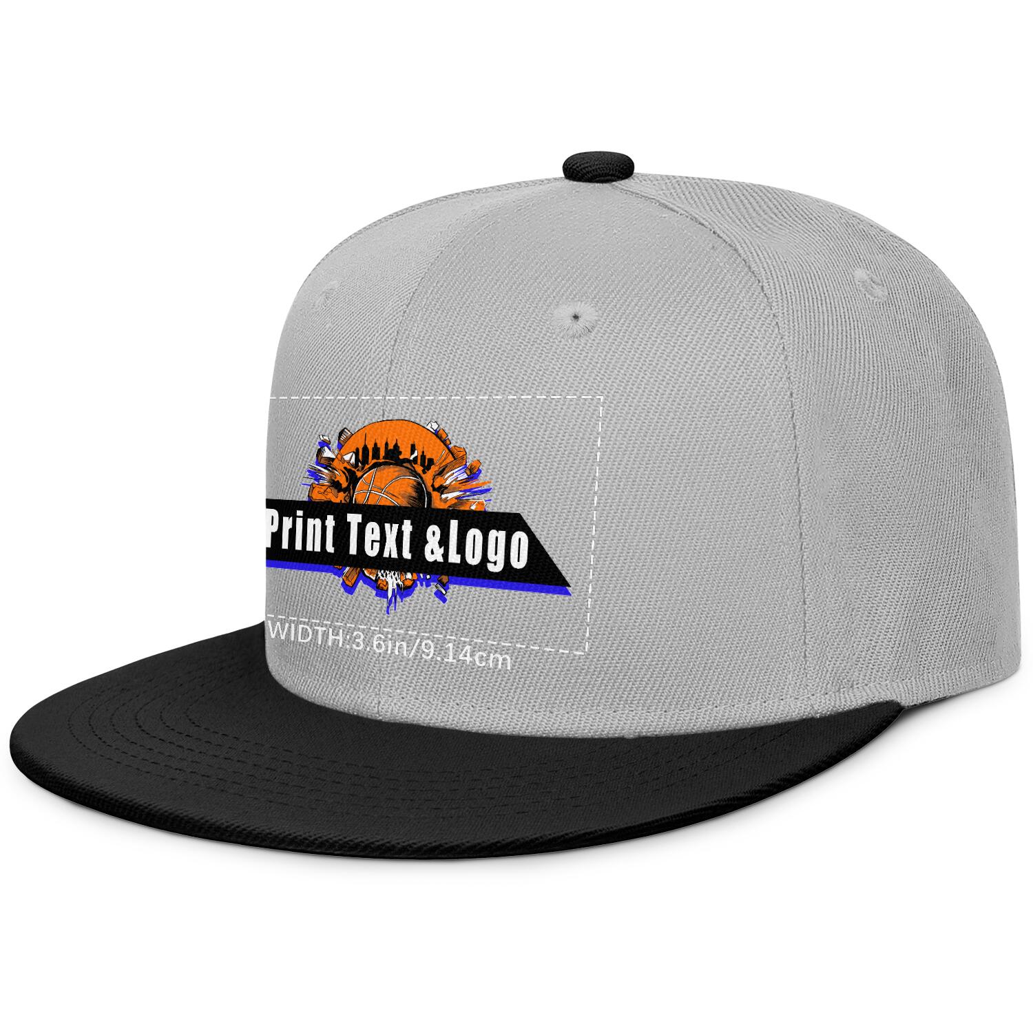 Custom Grey Black Contrast Flat Brim Cap Personalize Your Style enthsush