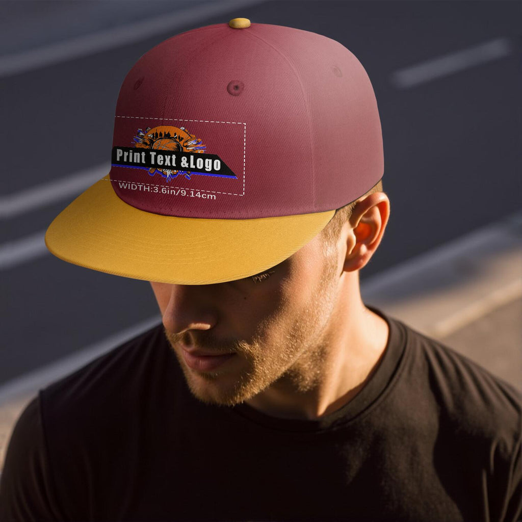 Custom Burgundy Contrast Flat Brim Cap Personalize Your Style enthsush