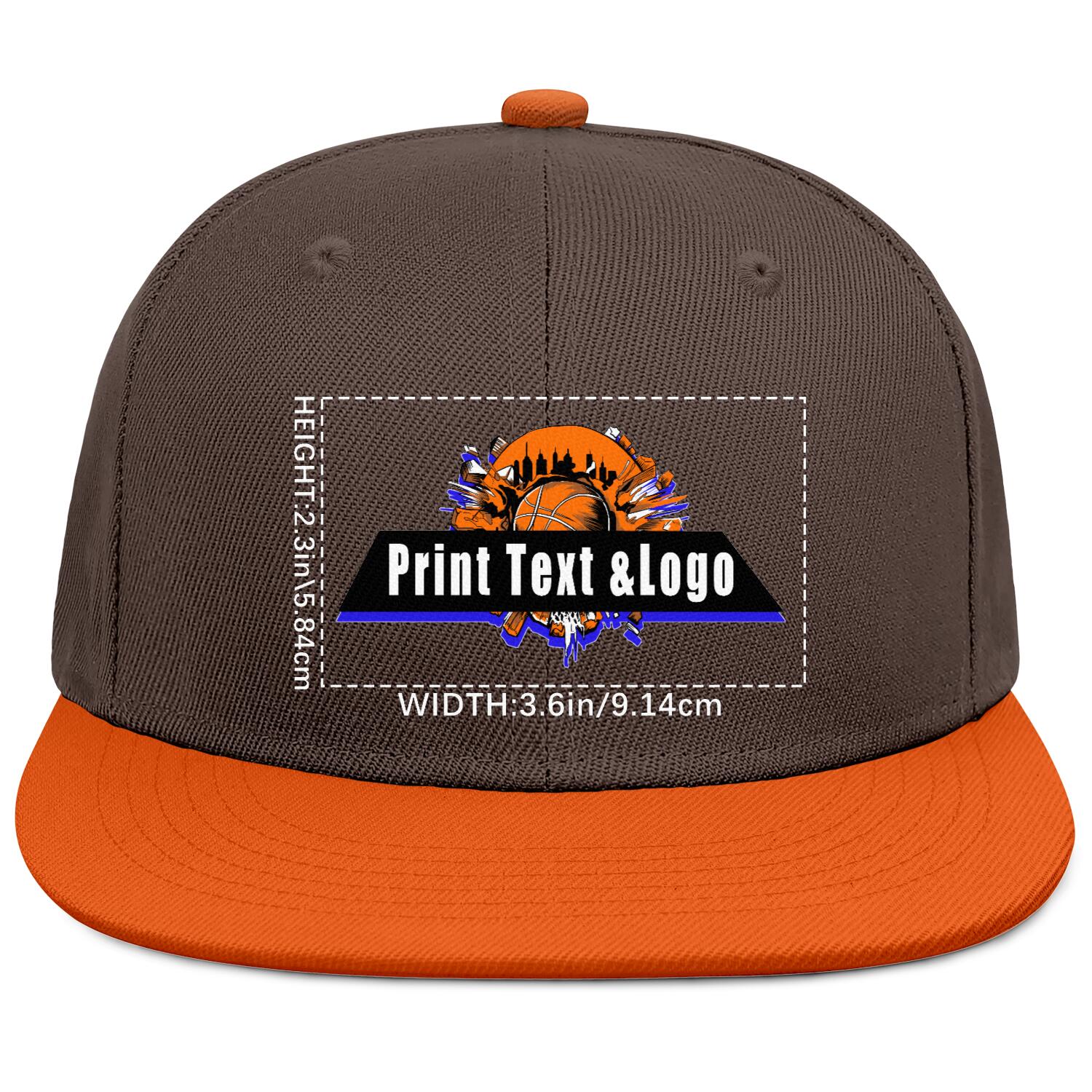 Custom Brown Orange Contrast Flat Brim Cap Personalize Your Style enthsush