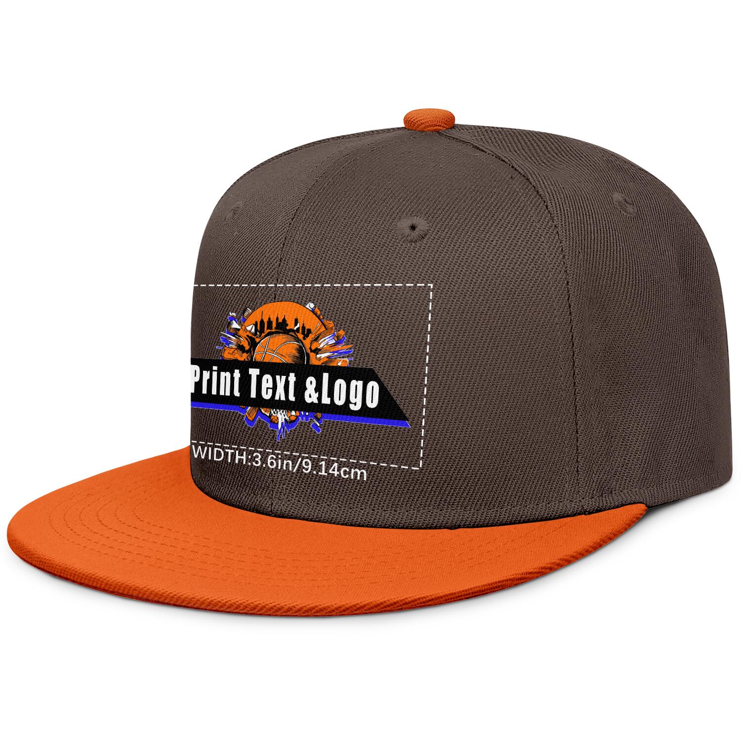 Custom Brown Orange Contrast Flat Brim Cap Personalize Your Style enthsush