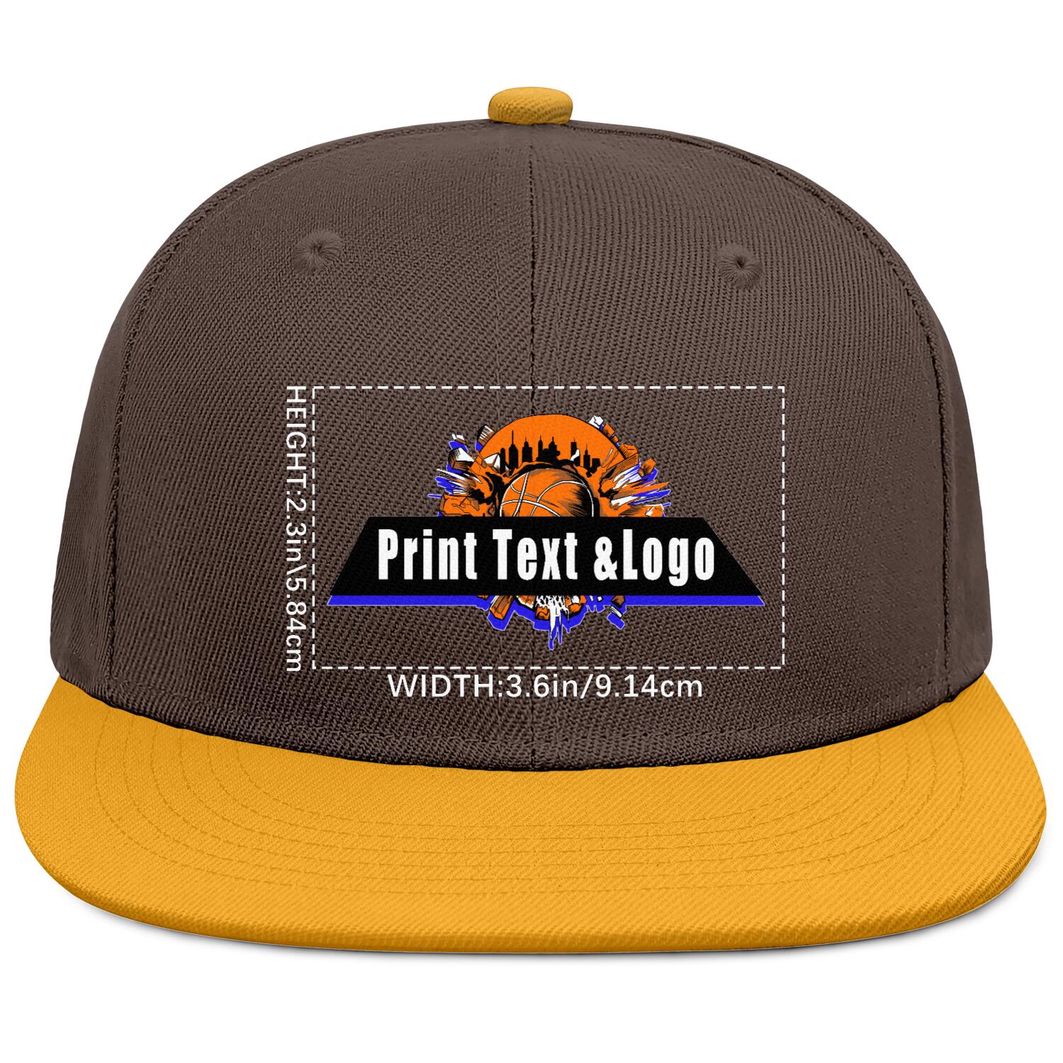 Custom Brown Yellow Contrast Flat Brim Cap Personalize Your Style enthsush