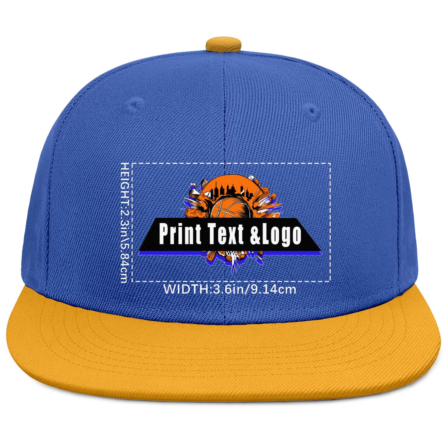 Custom Blue Yellow Contrast Flat Brim Cap Personalize Your Style enthsush
