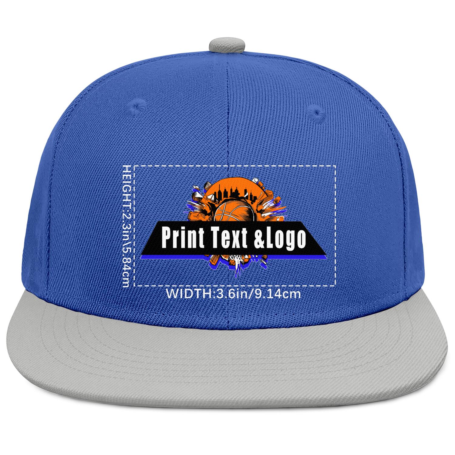 Custom Blue Grey Contrast Flat Brim Cap Personalize Your Style enthsush